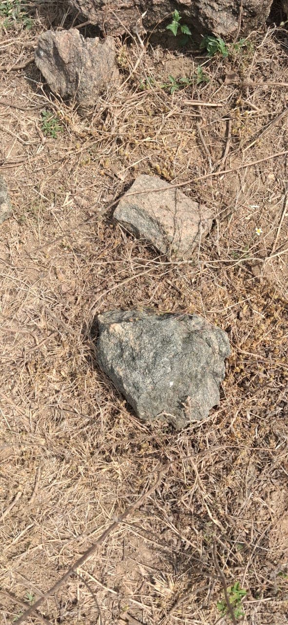 Black stone rock samples from mining site